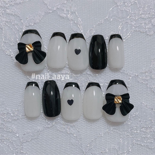 106))フレンチネイル ネイルチップ フレンチガーリー マリーンセル