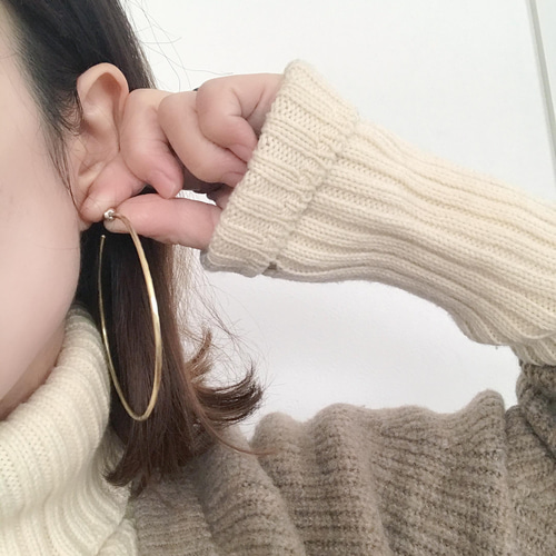 真鍮』とても大きなフープピアス 7㎝ 14kgfピアスポスト ゴールド 