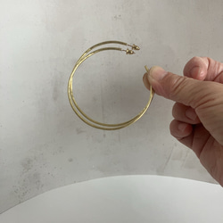 真鍮』とても大きなフープピアス 7㎝ 14kgfピアスポスト ゴールド