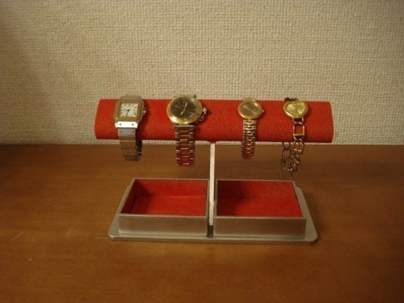 腕時計スタンド　ウオッチスタンド　レッドだ円ダブルでかいトレイ腕時計スタンド　ak-design　No.131106 7枚目の画像