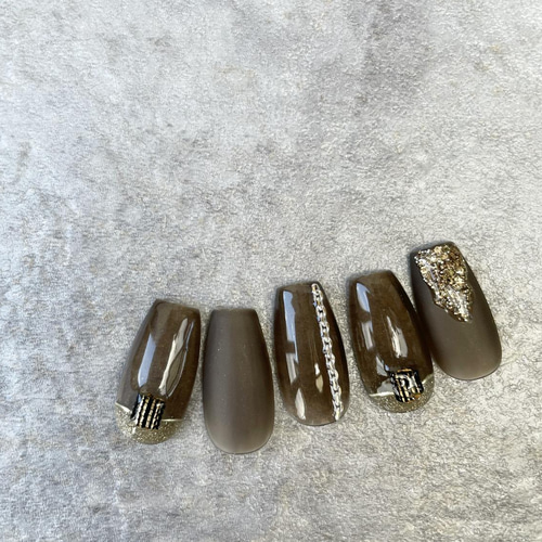 透け透けブラウンニュアンス ネイルチップ（つけ爪） Ruana.nail