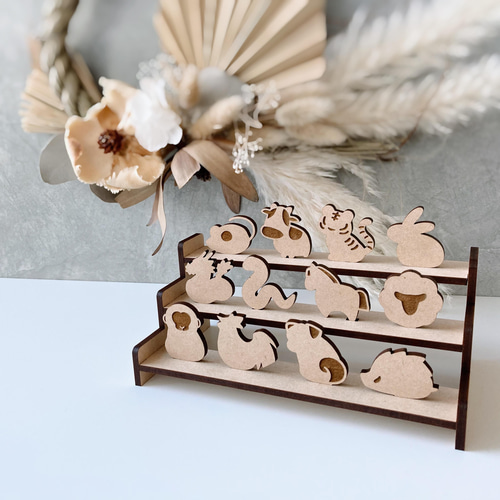 特集掲載 ⬛︎ 木製【 十二支飾り 】置物 お正月 飾り付け 正月飾り