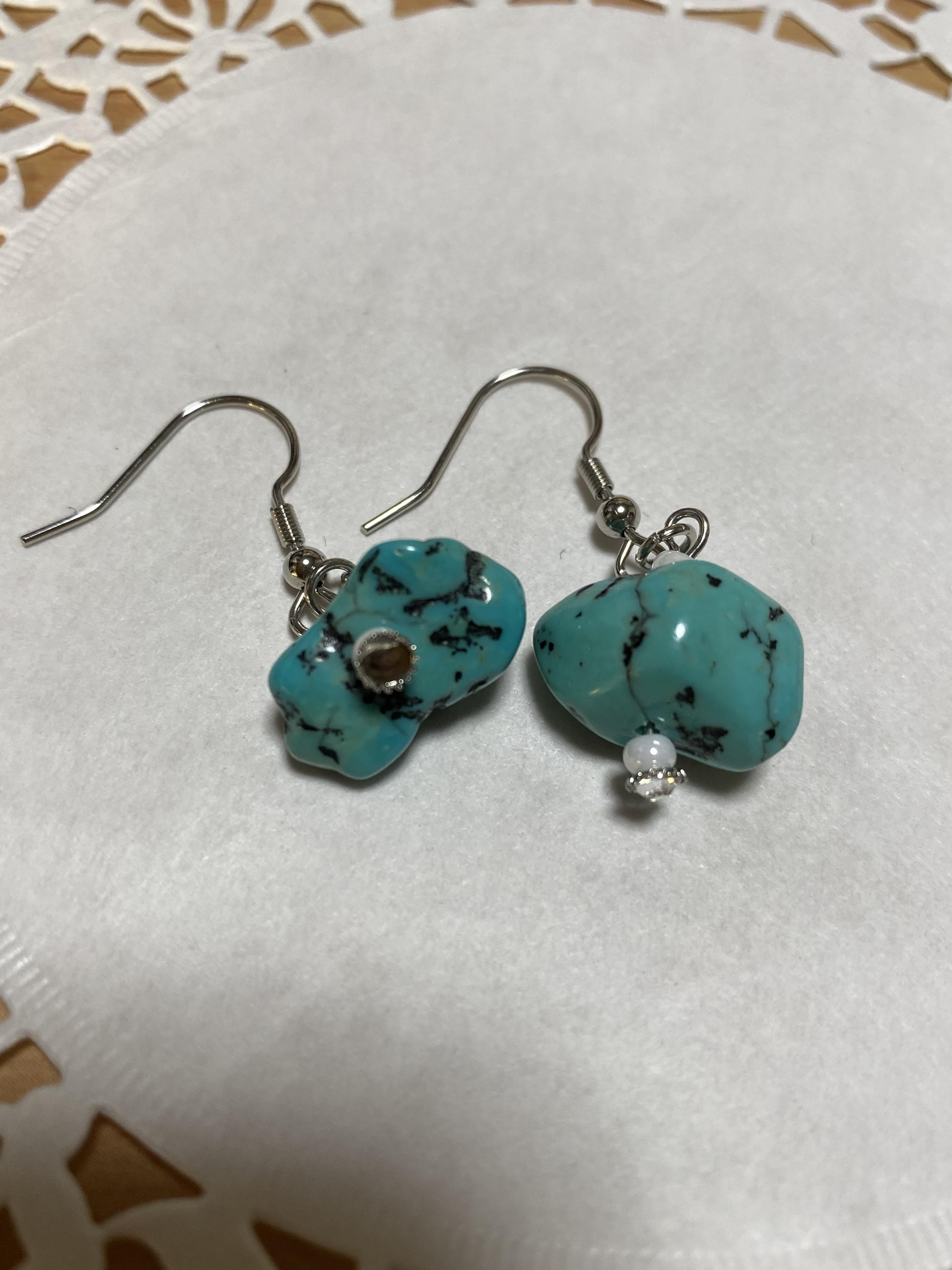天然石（ターコイズ）ピアス（イヤリング金具に変更可）