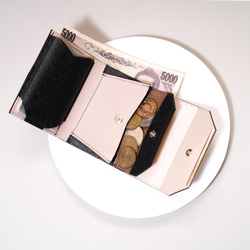 【◎大人のバイカラーミニ財布◎】コロンとしたバイカラーのミニ財布(ブラック×ライトトープ) 3枚目の画像