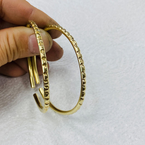 黃銅  正圓形 直線刻痕 耳扣 手環 兩用 1組2個 S244 第9張的照片