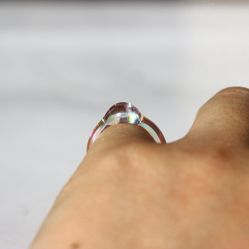 オーロラの輝き ガラスのリング #7 指輪・リング さとりガラス 通販