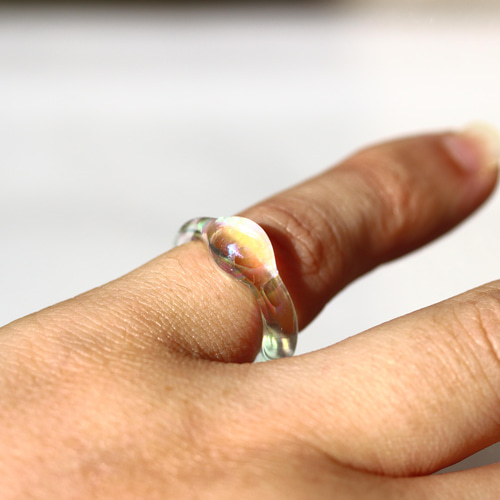 オーロラの輝き ガラスのリング #7 指輪・リング さとりガラス 通販