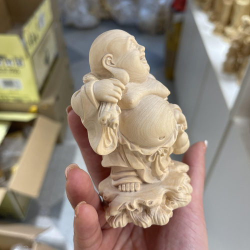 七福神 布袋様 木彫り細密彫刻 置物 木彫仏像 福徳 彫刻 大波彫刻 通販