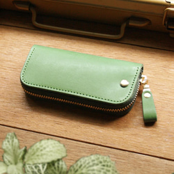 Leather Key Case ( Custom Name ) - Grass Green 3枚目の画像