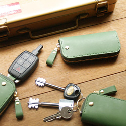 Leather Key Case ( Custom Name ) - Grass Green 2枚目の画像