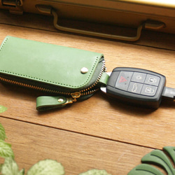 Leather Key Case ( Custom Name ) - Grass Green 5枚目の画像