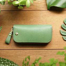 Leather Key Case ( Custom Name ) - Grass Green 1枚目の画像