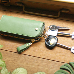 Leather Key Case ( Custom Name ) - Grass Green 6枚目の画像