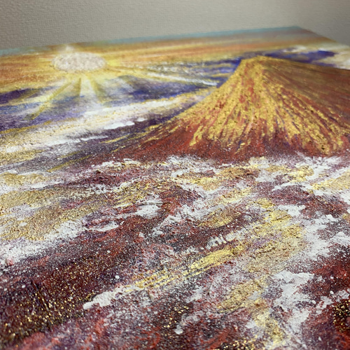 赤富士✴︎日の出/絵画 アート 原画 富士山 縁起物 送料無料