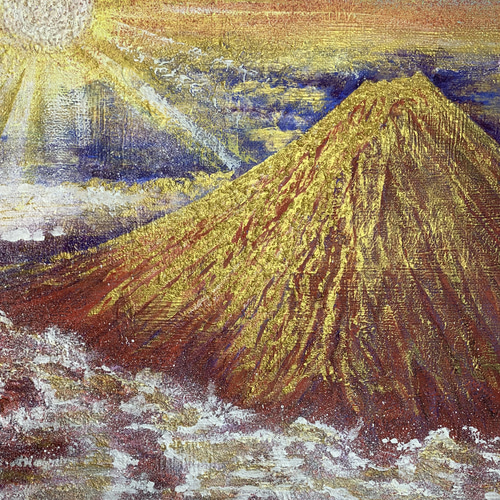赤富士✴︎日の出/絵画 アート 原画 富士山 縁起物 送料無料