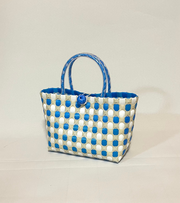 青色ストライプ柄かごバッグ Amazon.co.jp: ストライプのPPバンドかごバッグ 藍色と