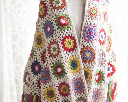 かぎ針編み お花 モチーフ編み☆手作り/手編み/編み物/鍵編み