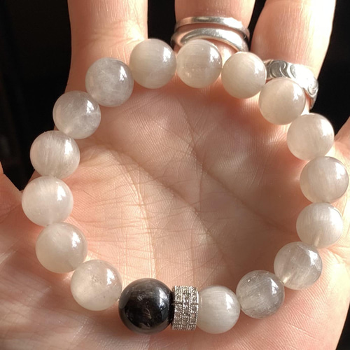 天然石ブレスレット グレージュサゲニティック ブレスレット ねぇねぇ