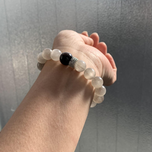 天然石ブレスレット グレージュサゲニティック ブレスレット ねぇねぇ