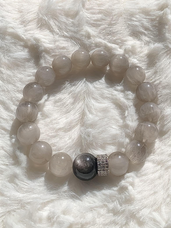 天然石ブレスレット グレージュサゲニティック ブレスレット ねぇねぇ