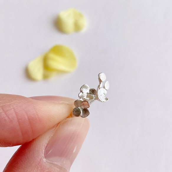 菜の花の純銀イヤーカフ◇ピュアシルバー 片耳用 イヤカフ カフス お花 小さい　なのはな　春 11枚目の画像