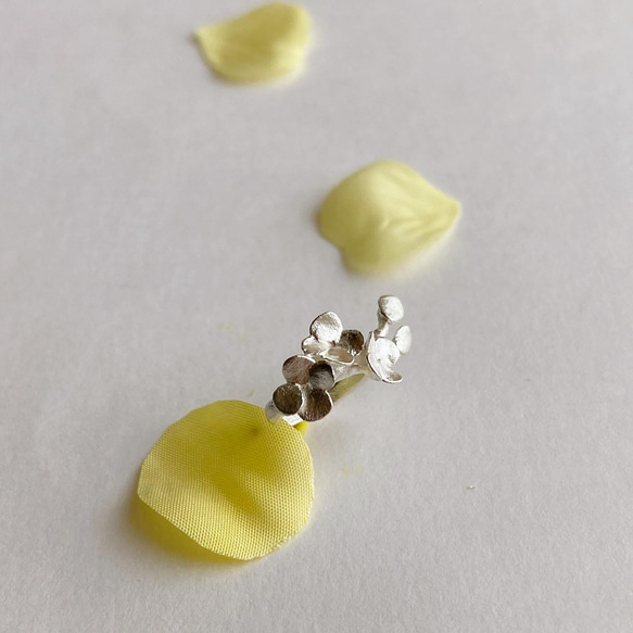 菜の花の純銀イヤーカフ◇ピュアシルバー 片耳用 イヤカフ カフス お花 小さい　なのはな　春 1枚目の画像