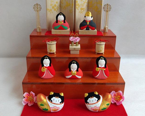 お雛様】冨久桃 親王飾り と 三人官女・おとぎ犬・雛道具（雛壇別売り