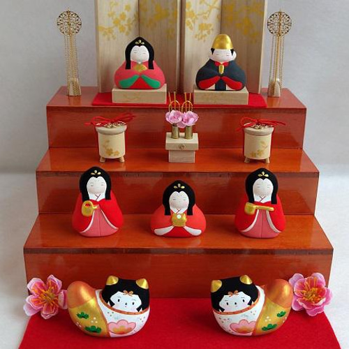 お雛様】冨久桃 親王飾り と 三人官女・おとぎ犬・雛道具（雛壇別売り