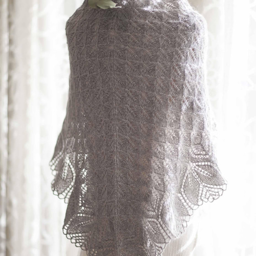 モヘヤマフラー・ショール/スヌー編み☆羽☆手編み/編み物/肩掛け