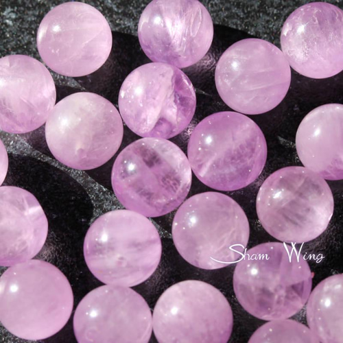 天然石✿高品質ピンククンツァイト ラウンド約8.9～9.3mm☆2粒 天然石