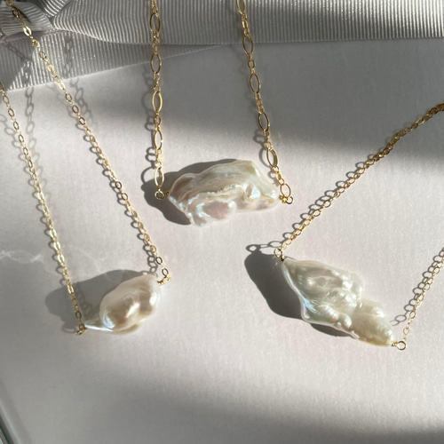 きんとん雲型 バロックパール 淡水パールのペンダント(K14gf) 雲の形