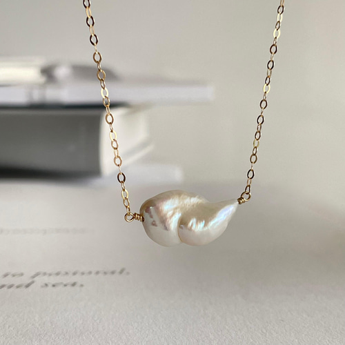 きんとん雲型 バロックパール 淡水パールのペンダント(K14gf) 雲の形