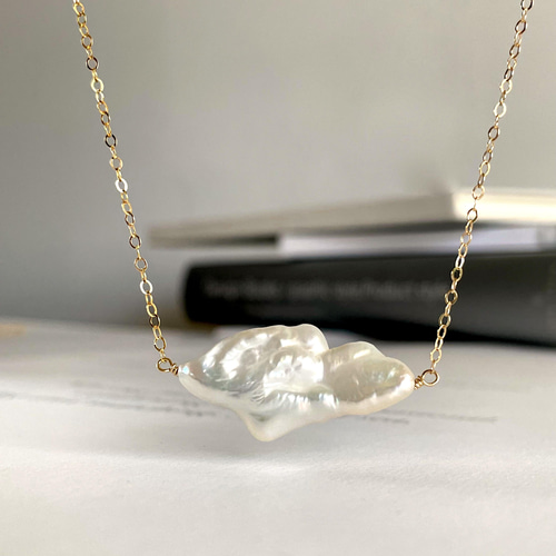 きんとん雲型 バロックパール 淡水パールのペンダント(K14gf) 雲の形