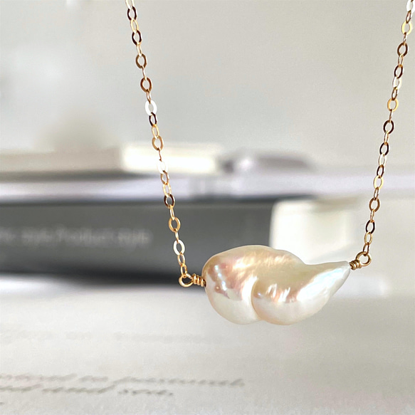 きんとん雲型 バロックパール 淡水パールのペンダント(K14gf) 雲の形