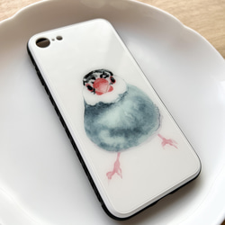 p-jet　桜文鳥 （ 強化ガラス　スマホケース ）iPhone　iPhone15  /  鳥 文鳥　ブンチョウ 2枚目の画像