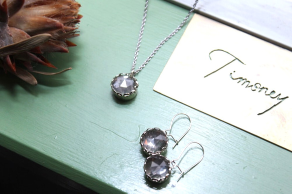 免費送貨 3 克拉大玫瑰切割水晶石英古董耳環純銀 925 第9張的照片