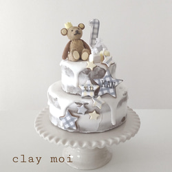 完全受注製作】シンデレラブルーのクレイケーキ(リングピロー