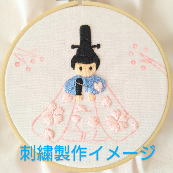 ひなまつりの刺繍枠キット　*8cm枠　　　　　　季節の刺繍シリーズ 11枚目の画像