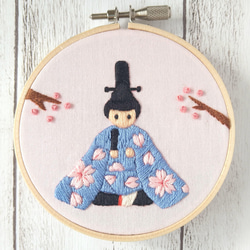 ひなまつりの刺繍枠キット　*8cm枠　　　　　　季節の刺繍シリーズ 2枚目の画像