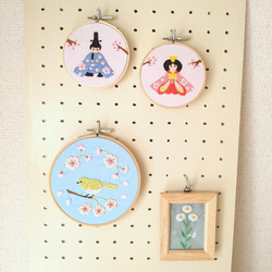 ひなまつりの刺繍枠キット　*8cm枠　　　　　　季節の刺繍シリーズ 4枚目の画像