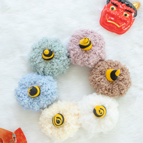 節分 鬼のツノ もふもふ くすみカラー ナチュラルカラー 鬼さん 帽子