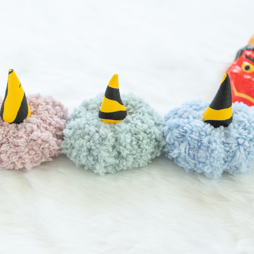 節分 鬼のツノ もふもふ くすみカラー ナチュラルカラー 鬼さん 帽子