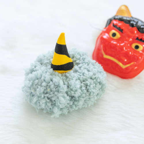 節分 鬼のツノ もふもふ くすみカラー ナチュラルカラー 鬼さん 帽子