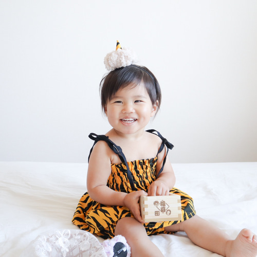 節分 鬼のツノ もふもふ くすみカラー ナチュラルカラー 鬼さん 帽子