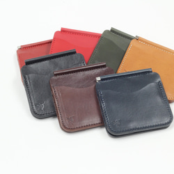 【ハンドメイド】黒ヌメ革の小銭入れ付きマネークリップ スマート マネークリップ コインケース付き クロコダイル（ワニ