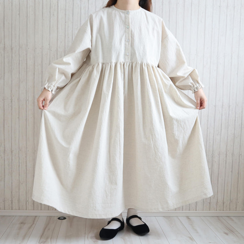 受注製作】パンドミワンピース(キナリ)｜低身長さんのためのナチュラル