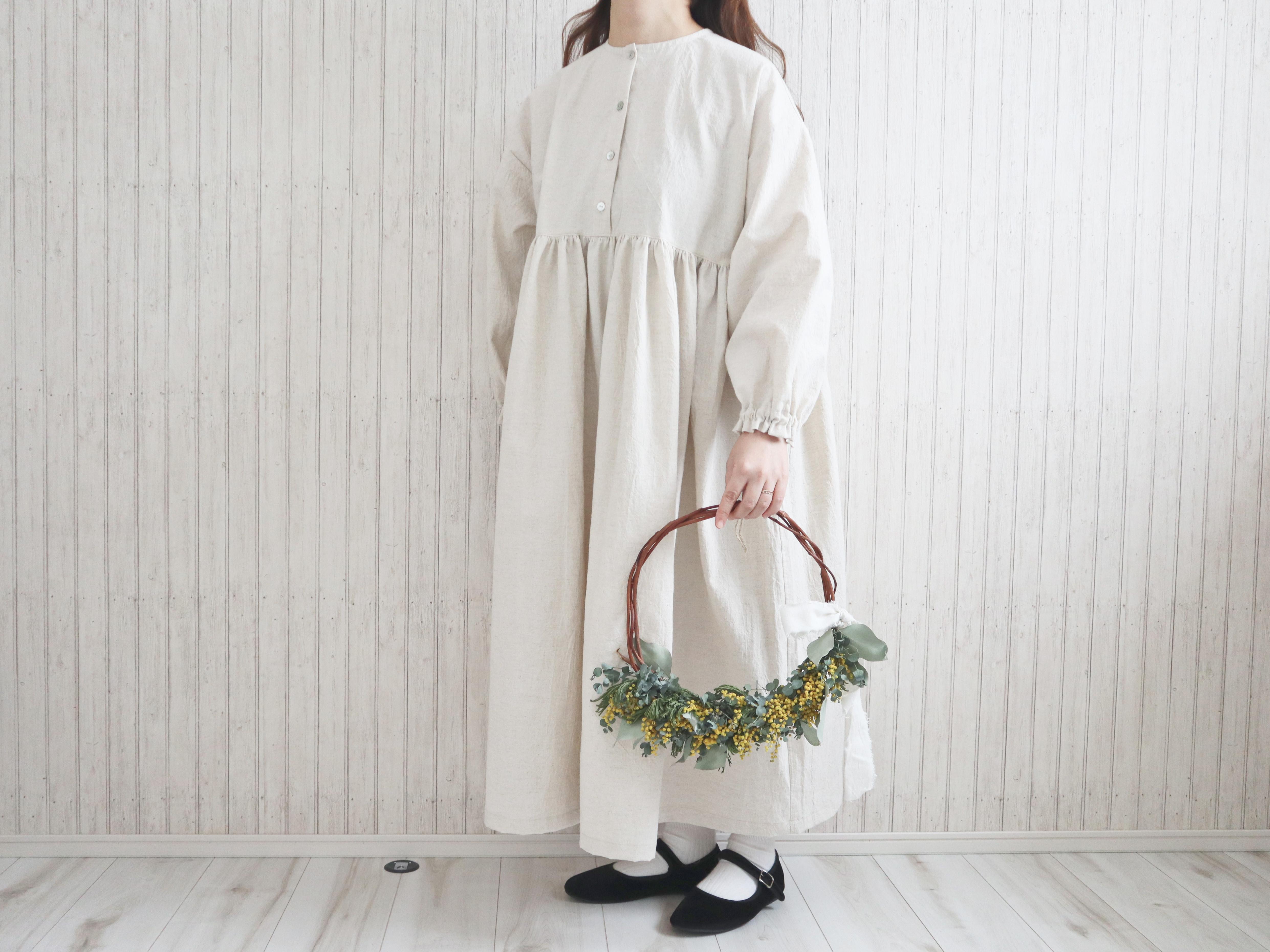 【受注製作】パンドミワンピース(キナリ)｜低身長さんのためのナチュラル服ELLIE(エリー)