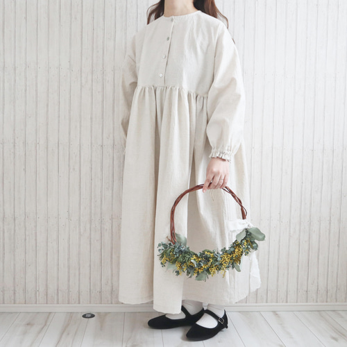 受注製作】パンドミワンピース(キナリ)｜低身長さんのためのナチュラル