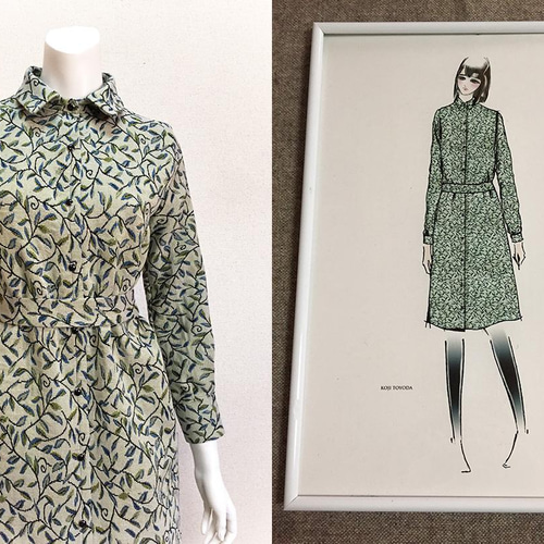 1点もの・デザイン画付き】ゴブラン織りベルト付きシャツ型コート 
