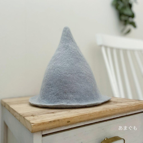 5年かぶれる帽子 べんがら染フェルトのとんがり帽子 -長くかぶれる帽子